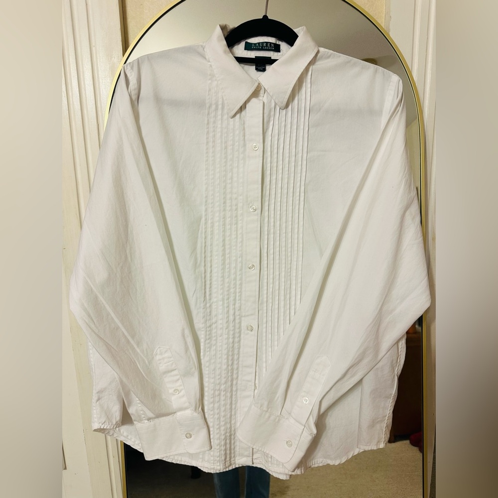 Ralph Lauren White Women’s Cotton Tuxedo Shirt
